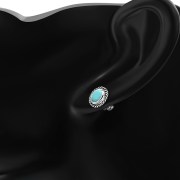 Oval Turquoise Stud Silver Earrings, e335